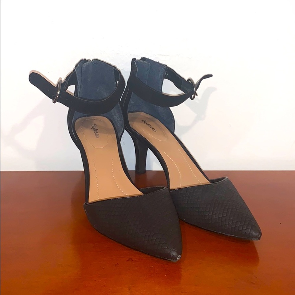 Black Snake Print Heels